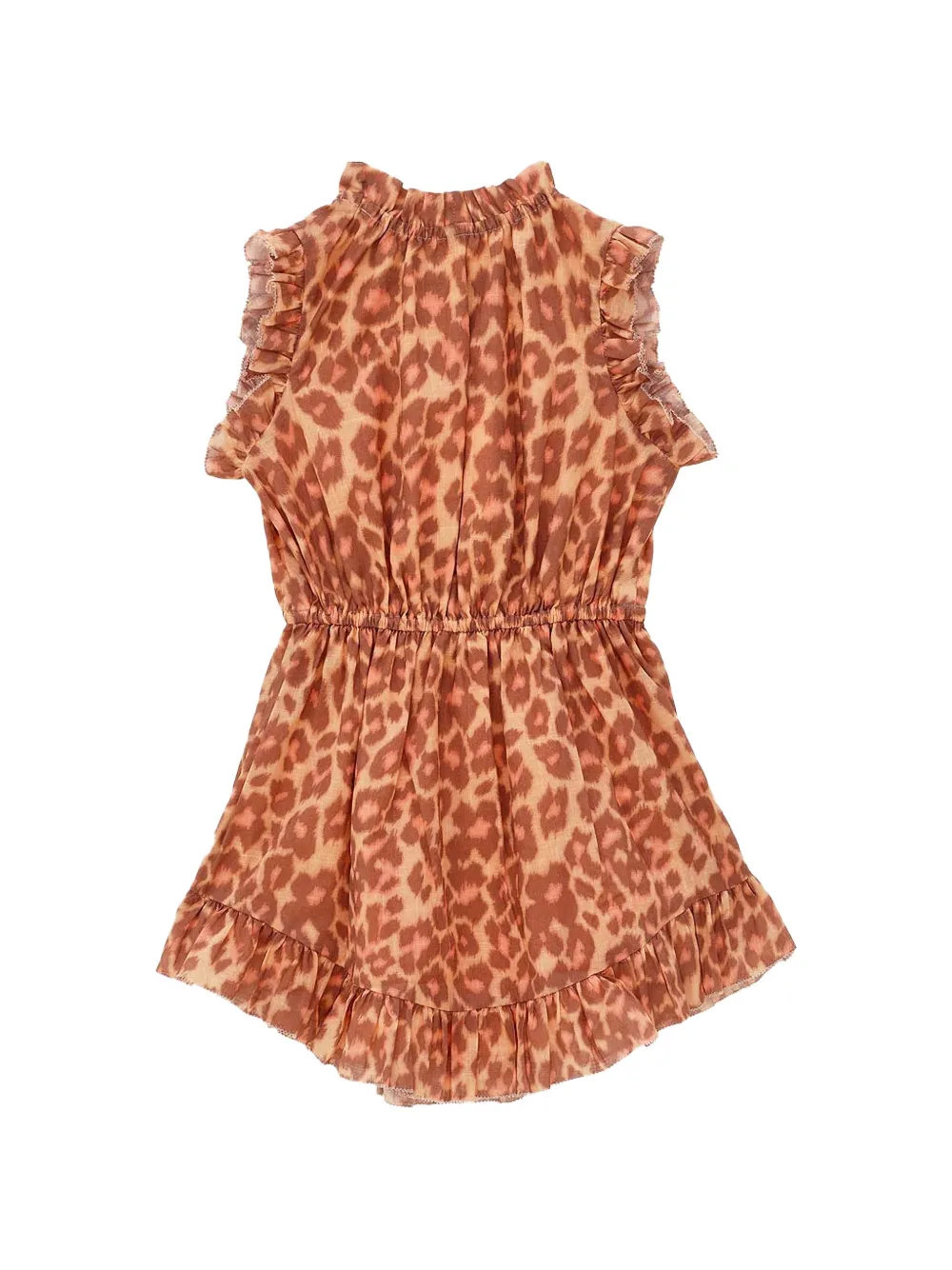 ZIMMERMANN Kids Patience Flip jurk met dierenprint en ruches Beige