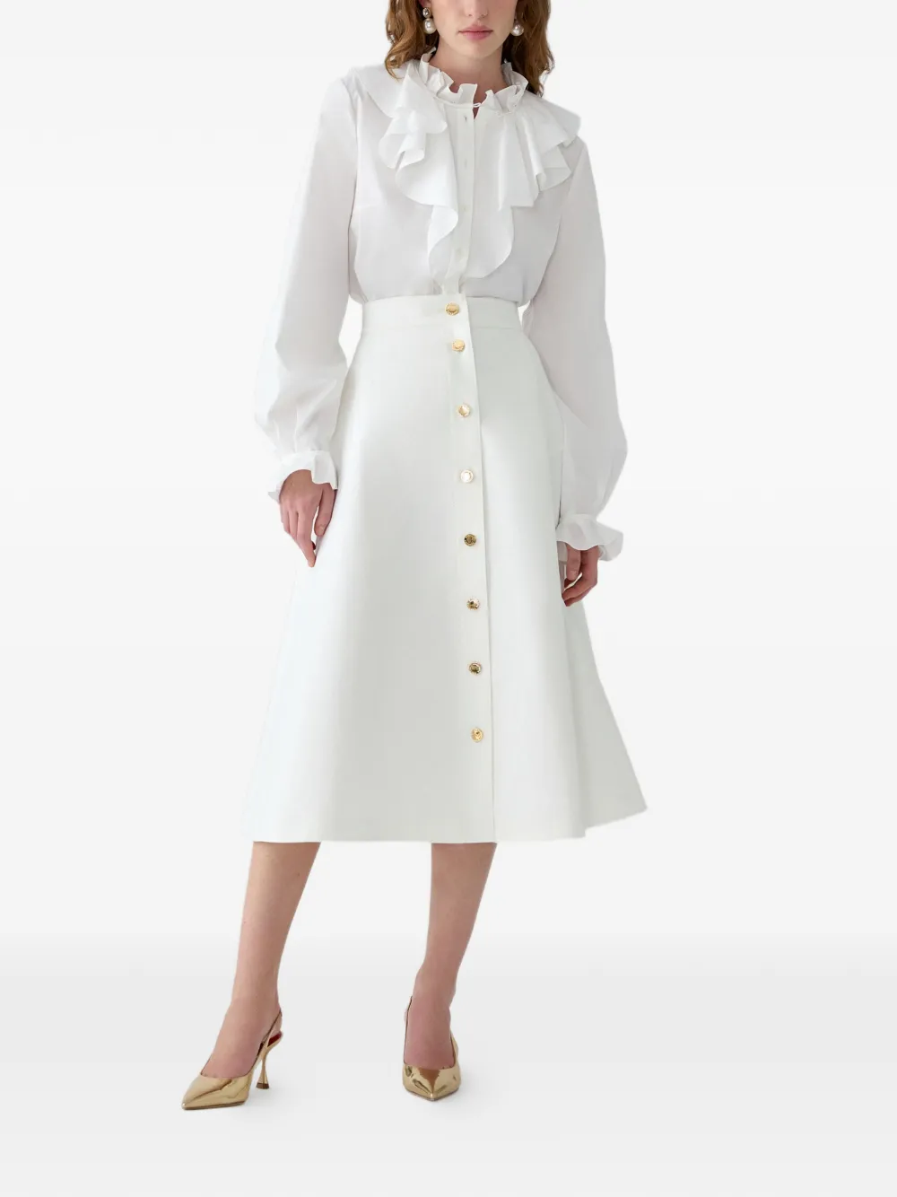 Carolina Herrera Blouse met ruches Wit