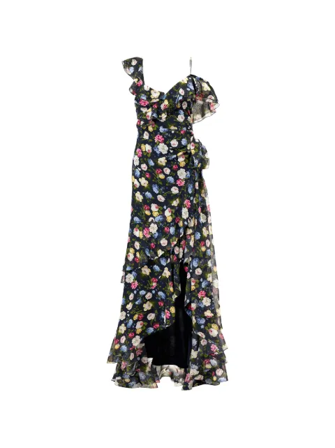 Carolina Herrera floral-print ruffled silk asymmetric dress