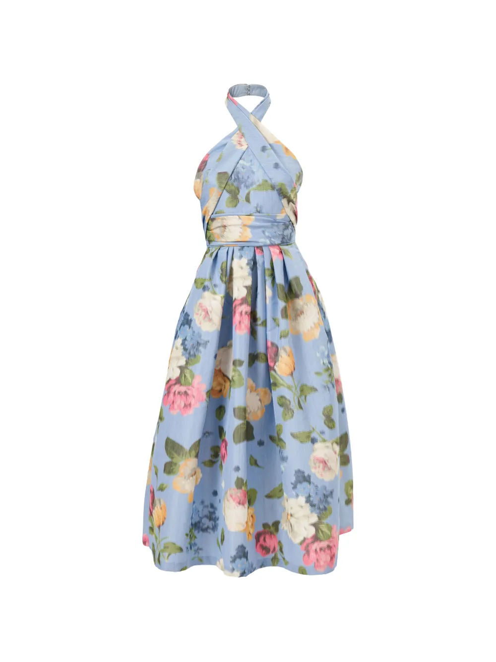 Carolina Herrera Neckholder-Kleid mit Blumenprint - Blau