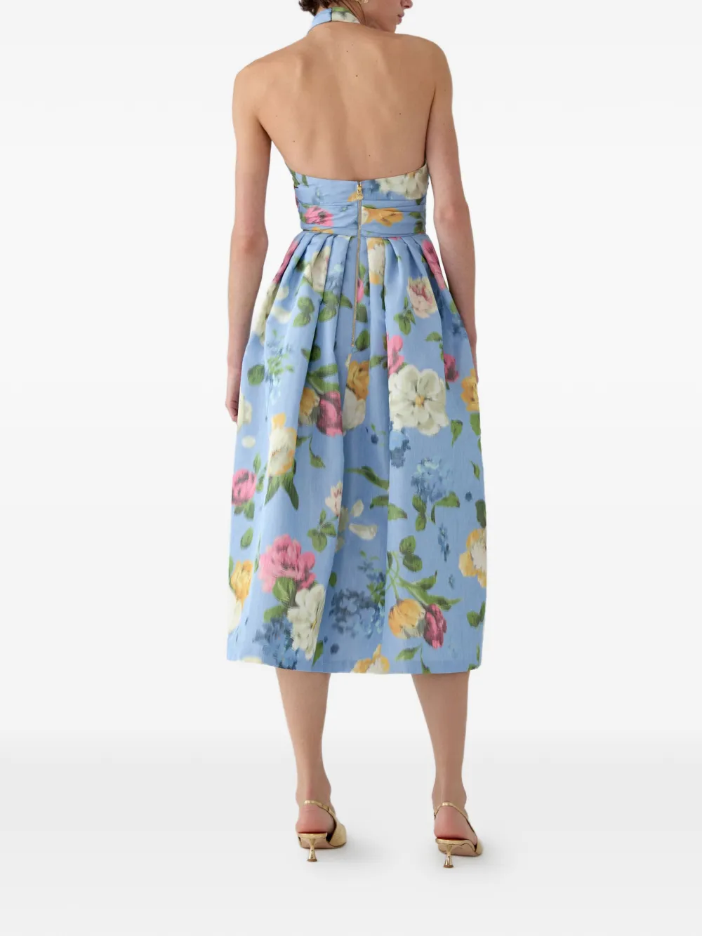 Carolina Herrera Halterjurk met bloemenprint Blauw