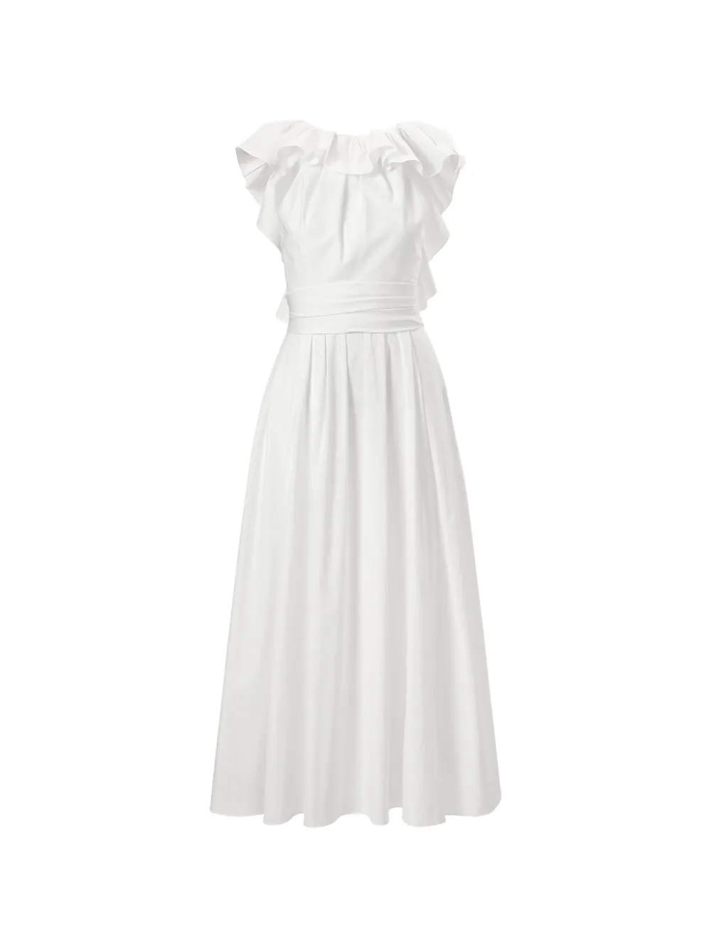 Carolina Herrera ruffled neckline dress - Bianco