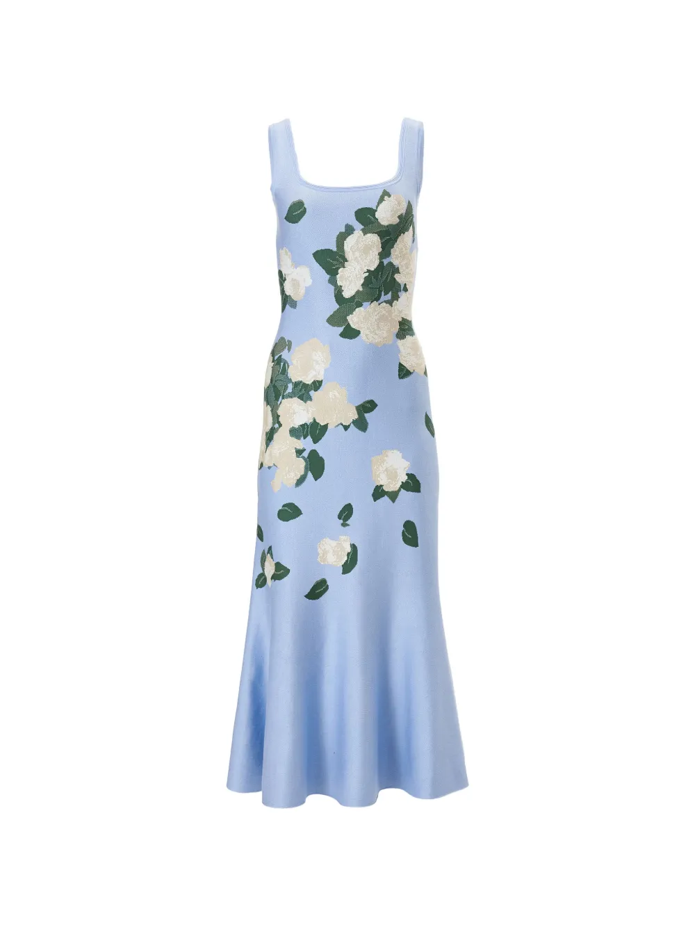 Carolina Herrera Abito midi a fiori jacquard - Blu