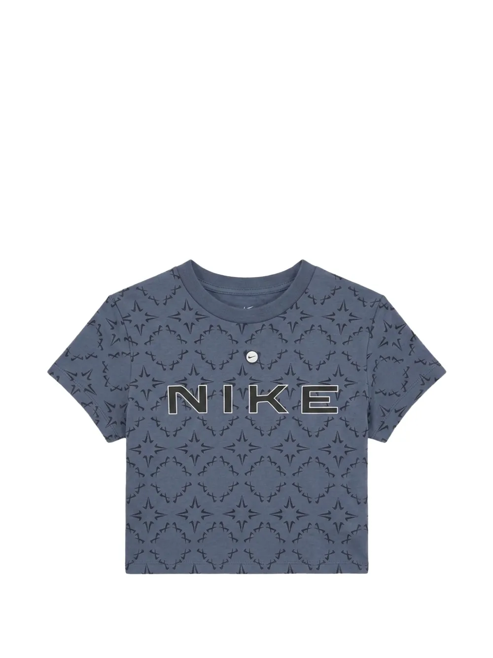 Nike logo-print cropped t-shirt - Blau