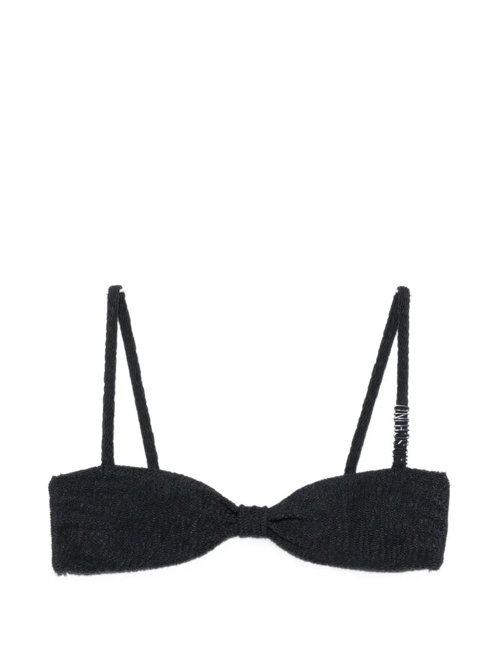 Moschino logo-detail crinkled bikini top - Nero