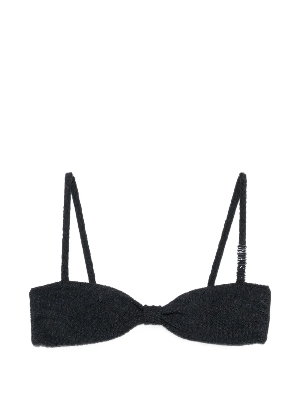Moschino logo-detail crinkled bikini top - Schwarz