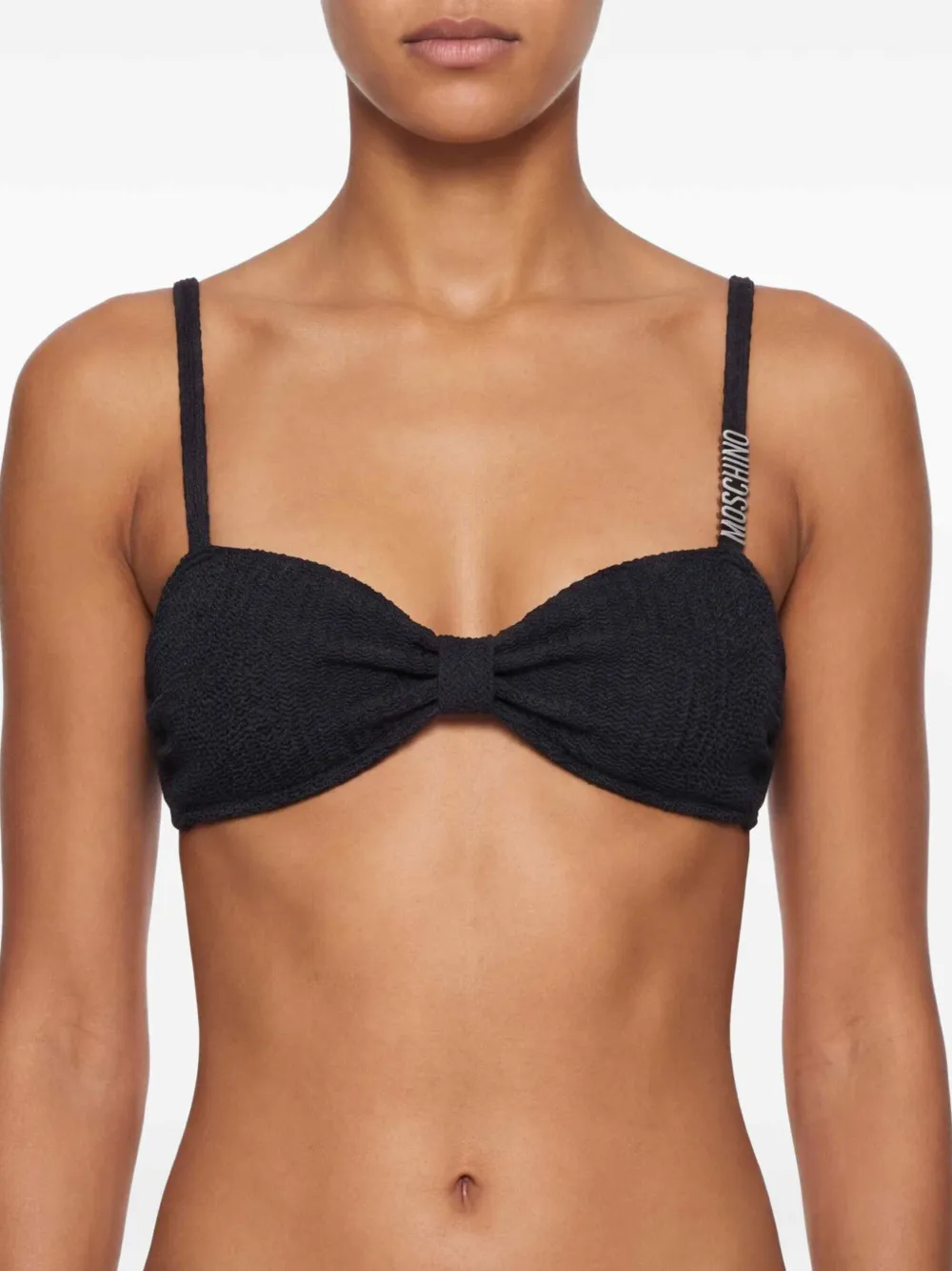 Moschino Gekreukte bikinitop met logodetail Zwart