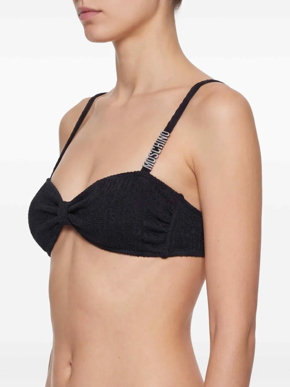 Moschino Gekreukte bikinitop met logodetail Zwart
