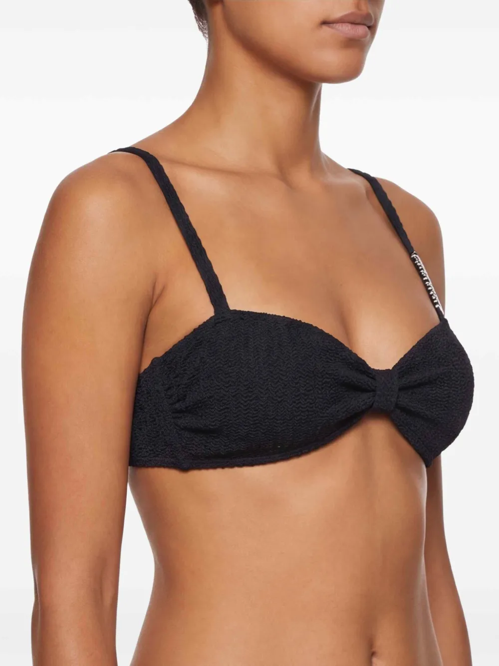 Moschino Gekreukte bikinitop met logodetail Zwart