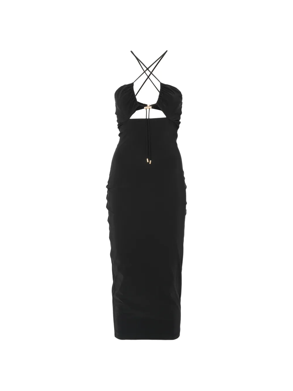 Moschino cut-out ruched midi dress - Schwarz