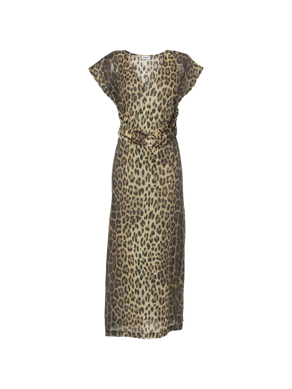 Moschino leopard-print belted maxi dress - Toni neutri