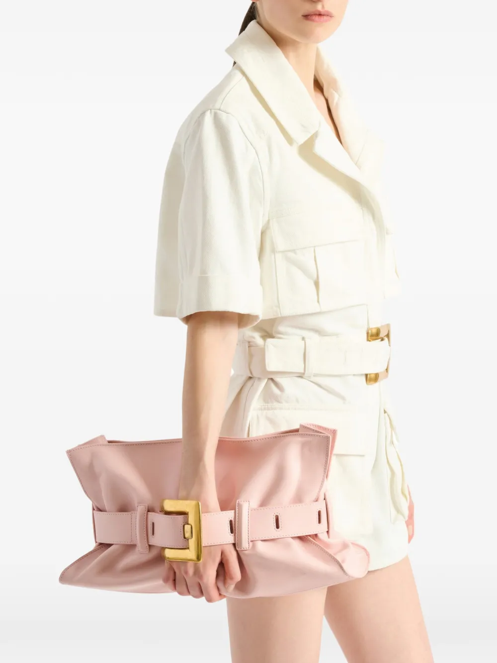 Balmain Medium Anthem tas van glad leer Roze