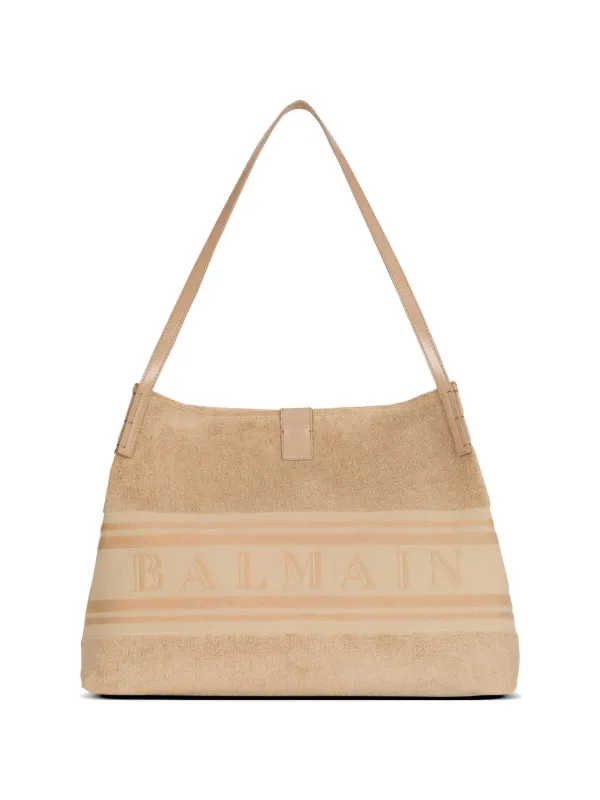 Balmain Medium Release Tote Bag in Cotton Buckle in Neutrals