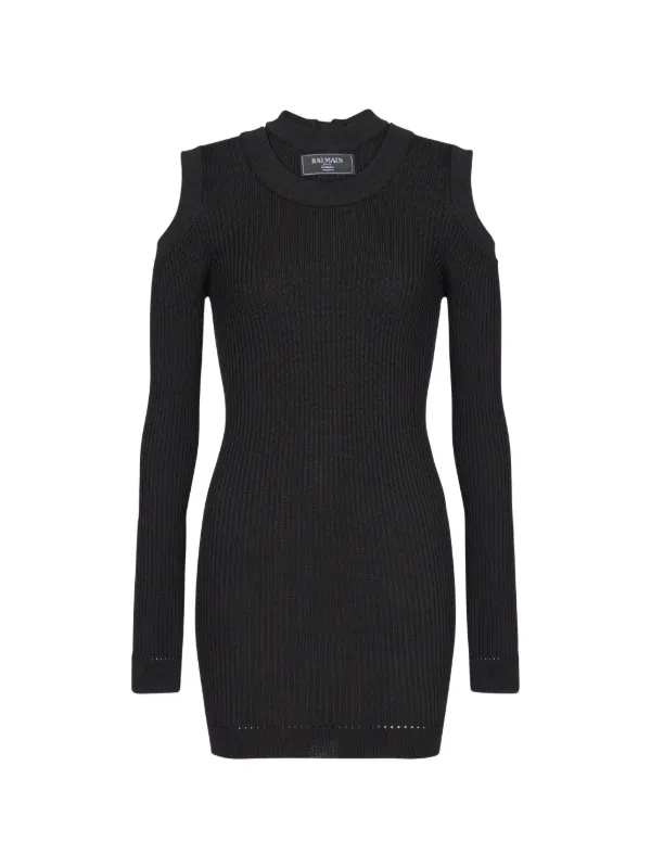 balmain black knit dress Balmain Black Viscose Dress