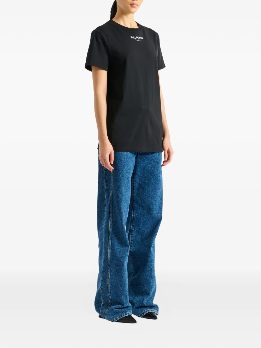 Balmain T-shirt met Paris borduurwerk Zwart