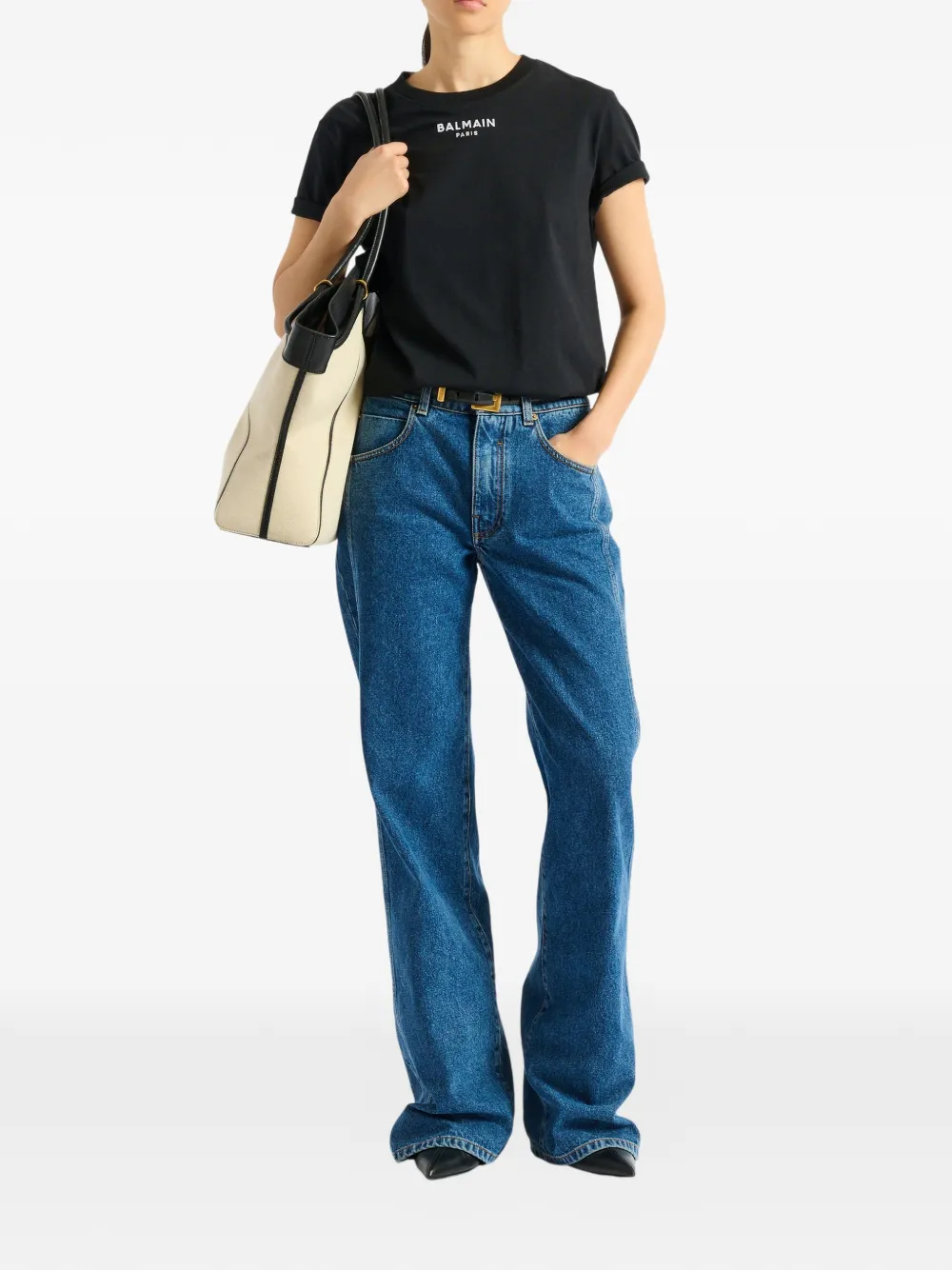 Balmain T-shirt met Paris borduurwerk Zwart