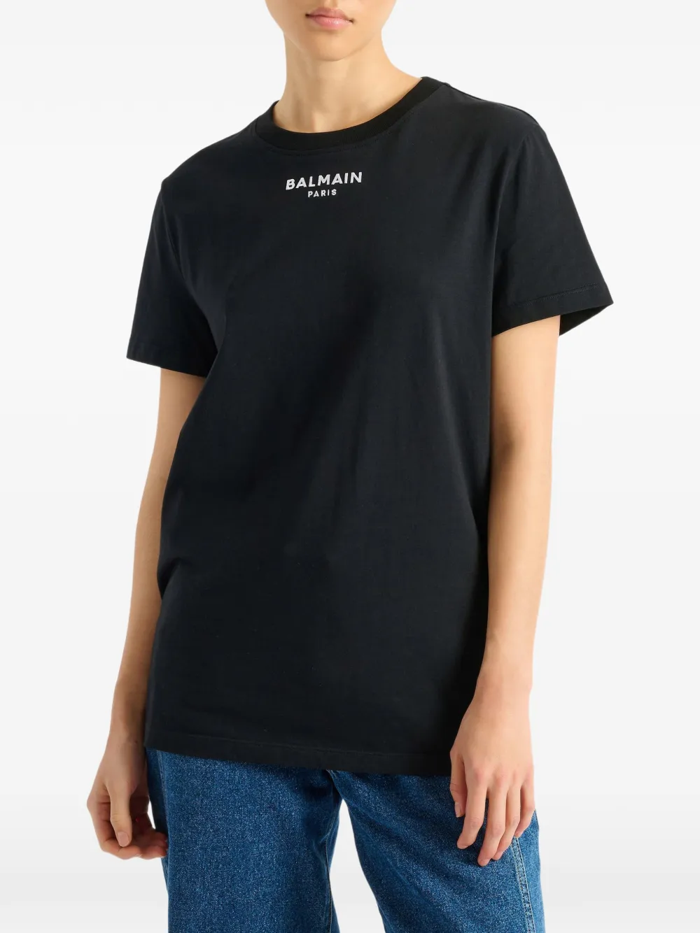 Balmain T-shirt met Paris borduurwerk Zwart
