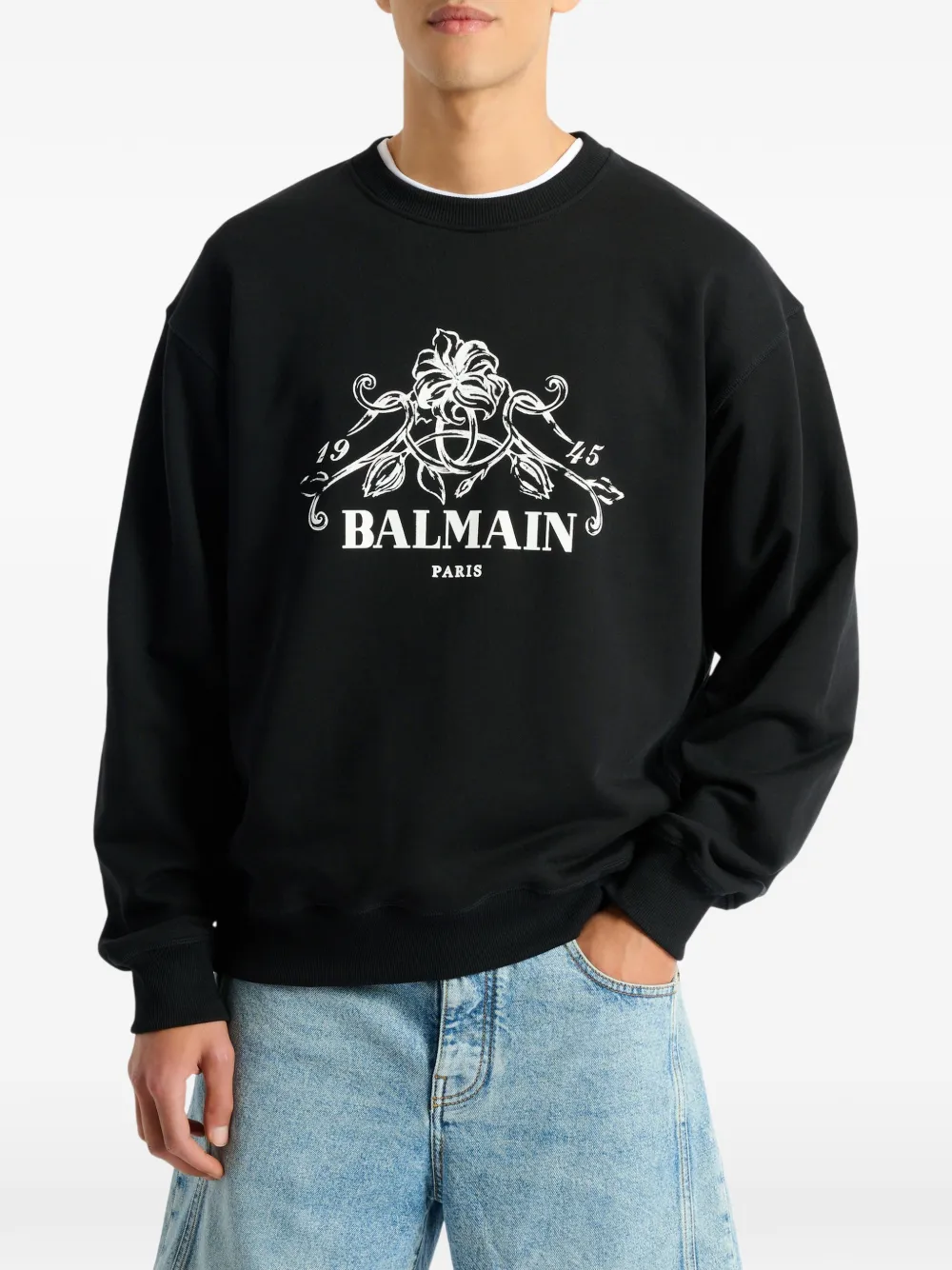 Balmain Sweater met Vine print Zwart