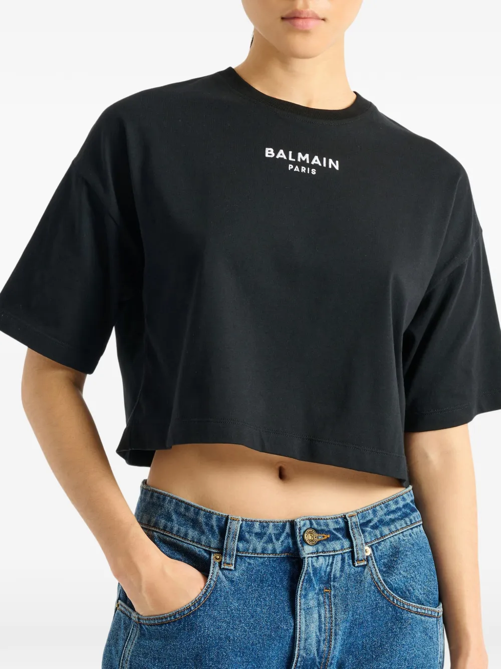 Balmain Paris T-shirt met borduurwerk Zwart