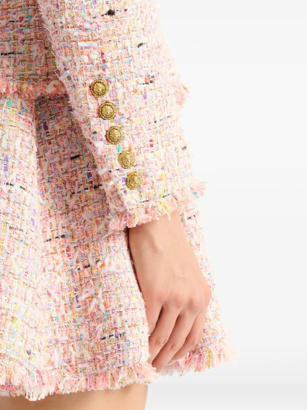 Balmain Tweed jack met twee knopen Roze