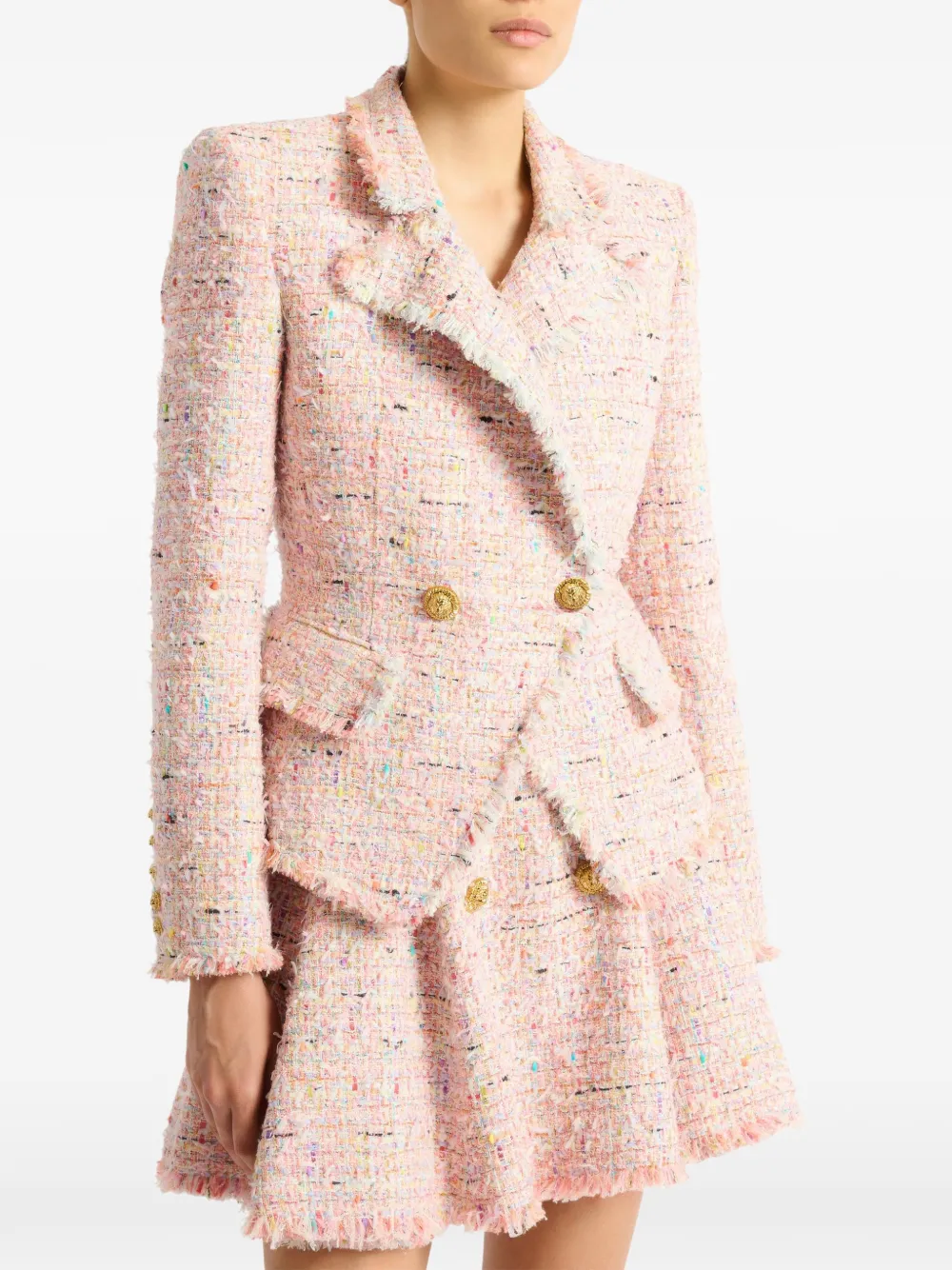 Balmain Tweed jack met twee knopen Roze