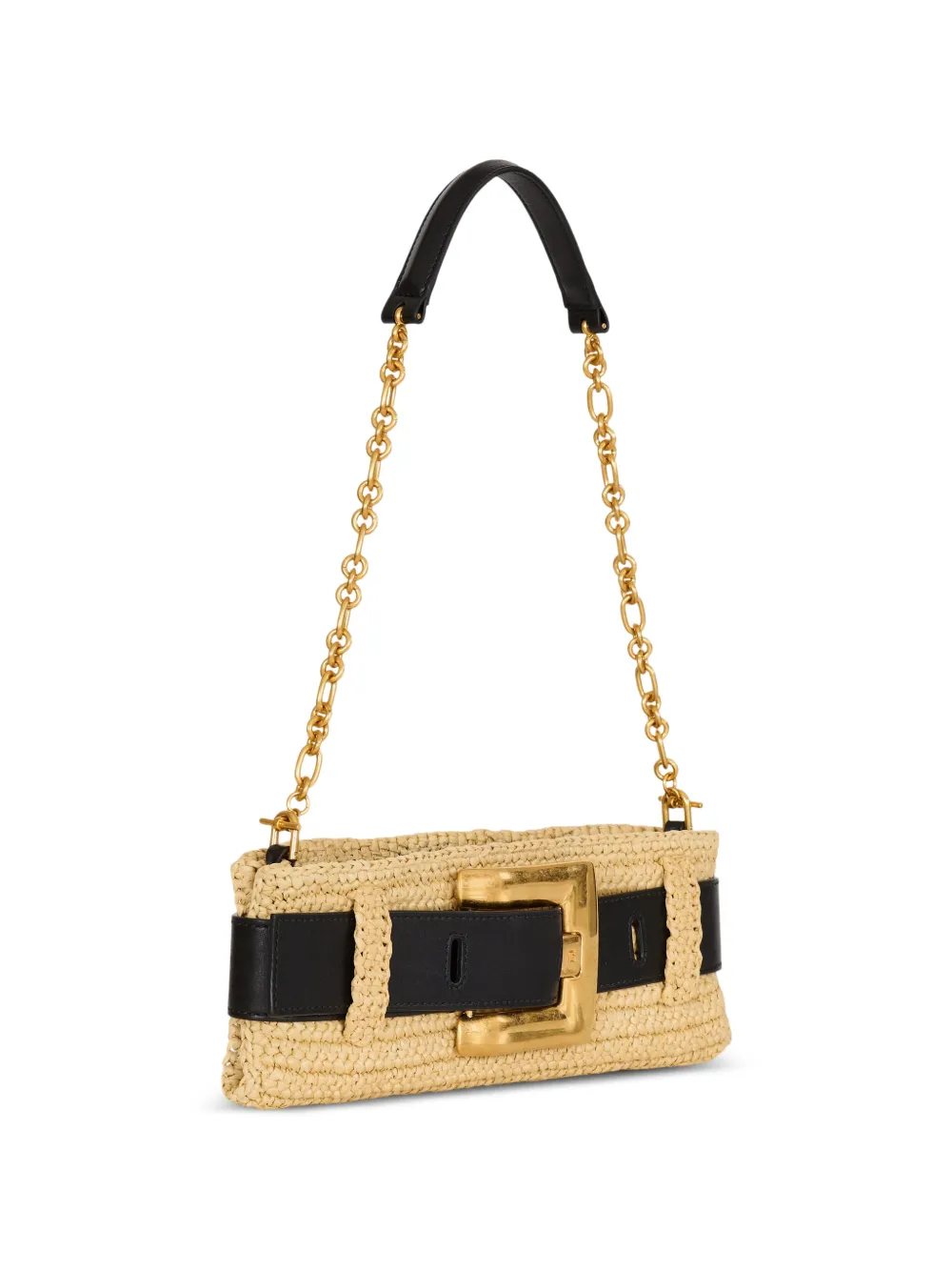Balmain Anthem gehaakte clutch van glad leer Beige