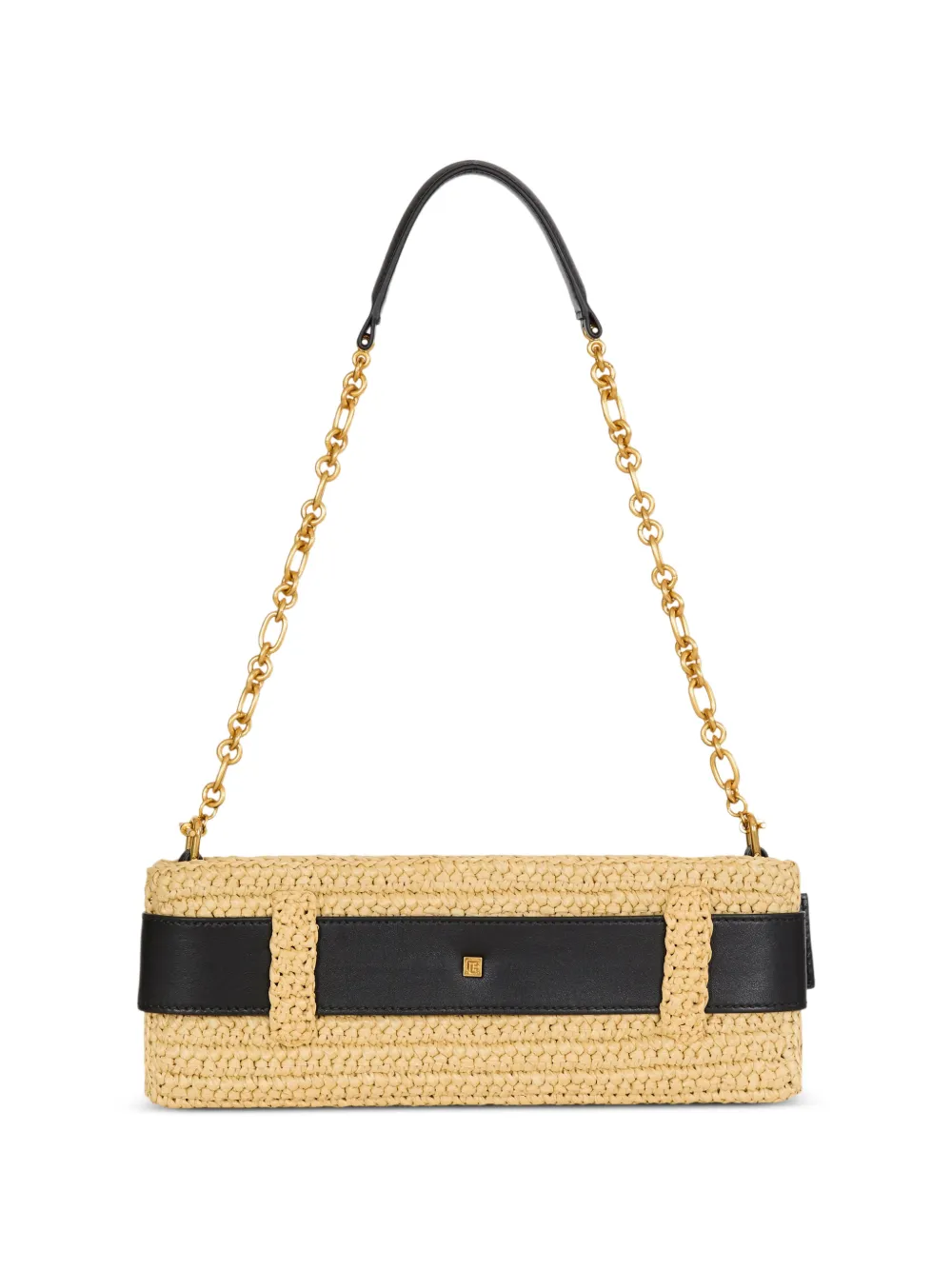Balmain Anthem gehaakte clutch van glad leer Beige