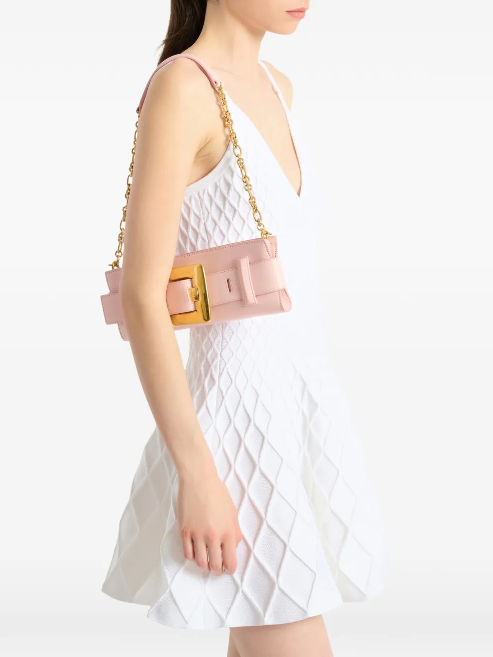 Balmain Anthem leren clutch Roze