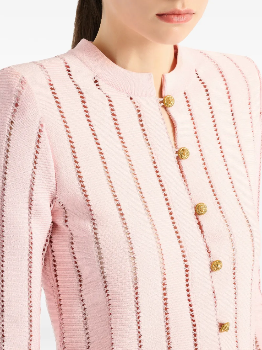Balmain Fléchage cropped gebreid vest Roze