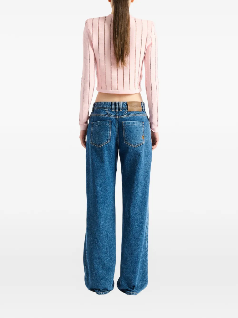 Balmain Fléchage cropped gebreid vest Roze