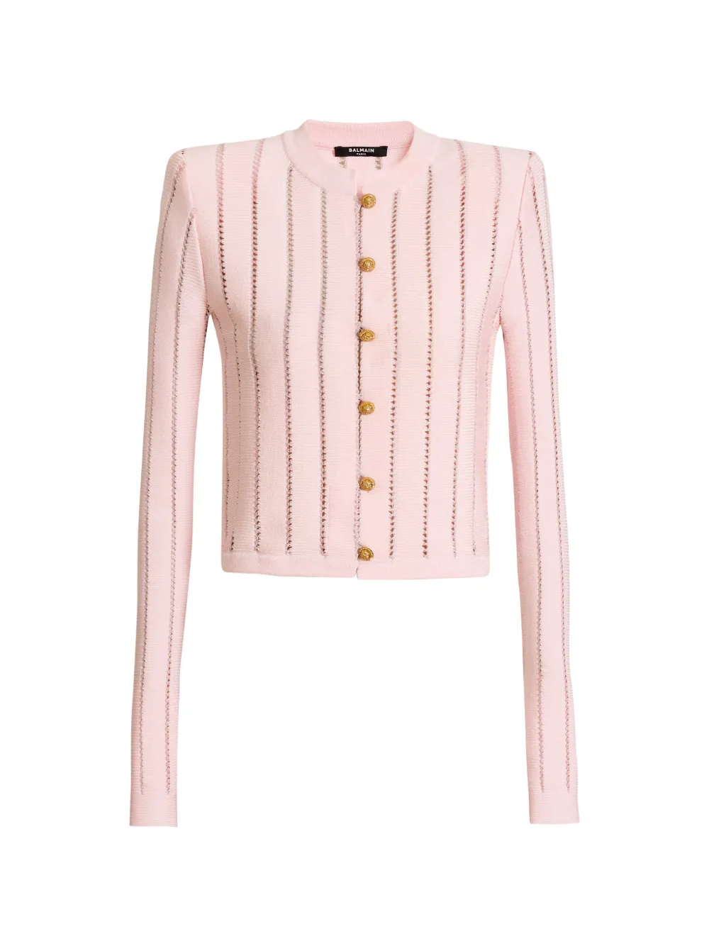Balmain cropped Fléchage knit cardigan - Pink