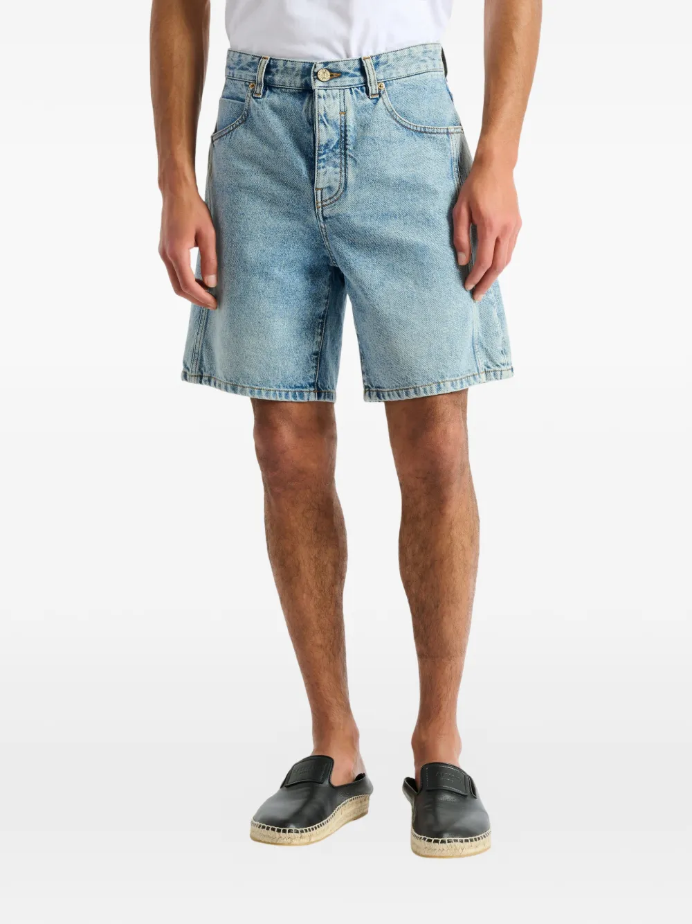 Balmain Lichtblauwe denim Bermuda shorts