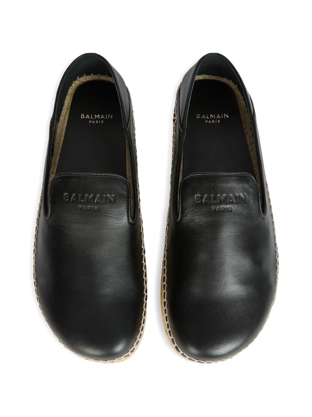 Balmain Gladde leren espadrilles Zwart