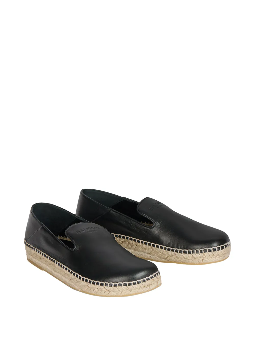 Balmain Gladde leren espadrilles Zwart