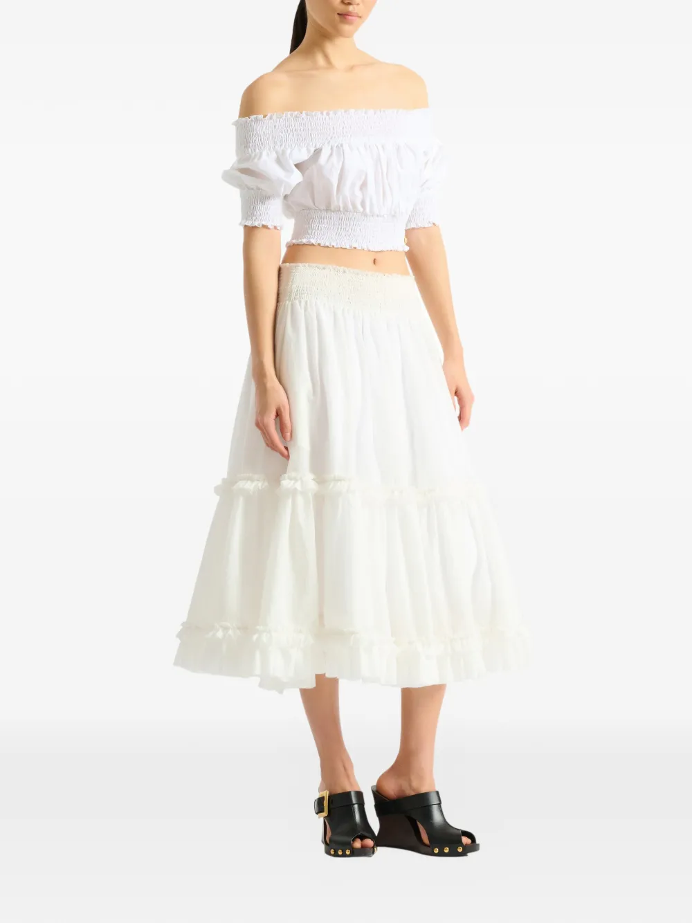 Balmain Poplin off-shoulder top Wit