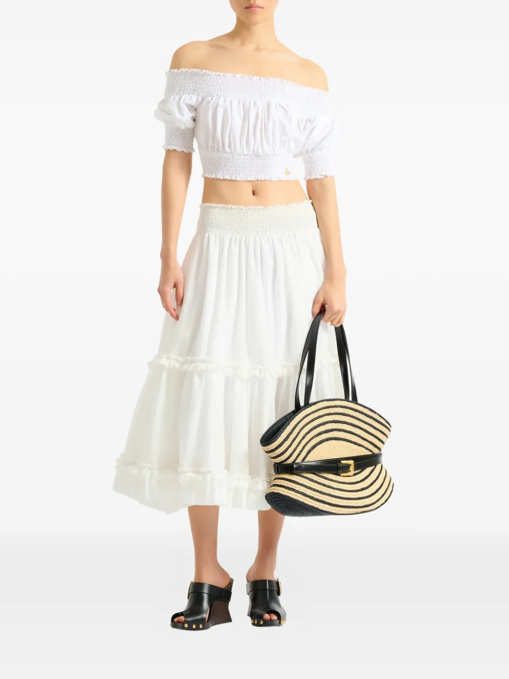 Balmain Poplin off-shoulder top Wit