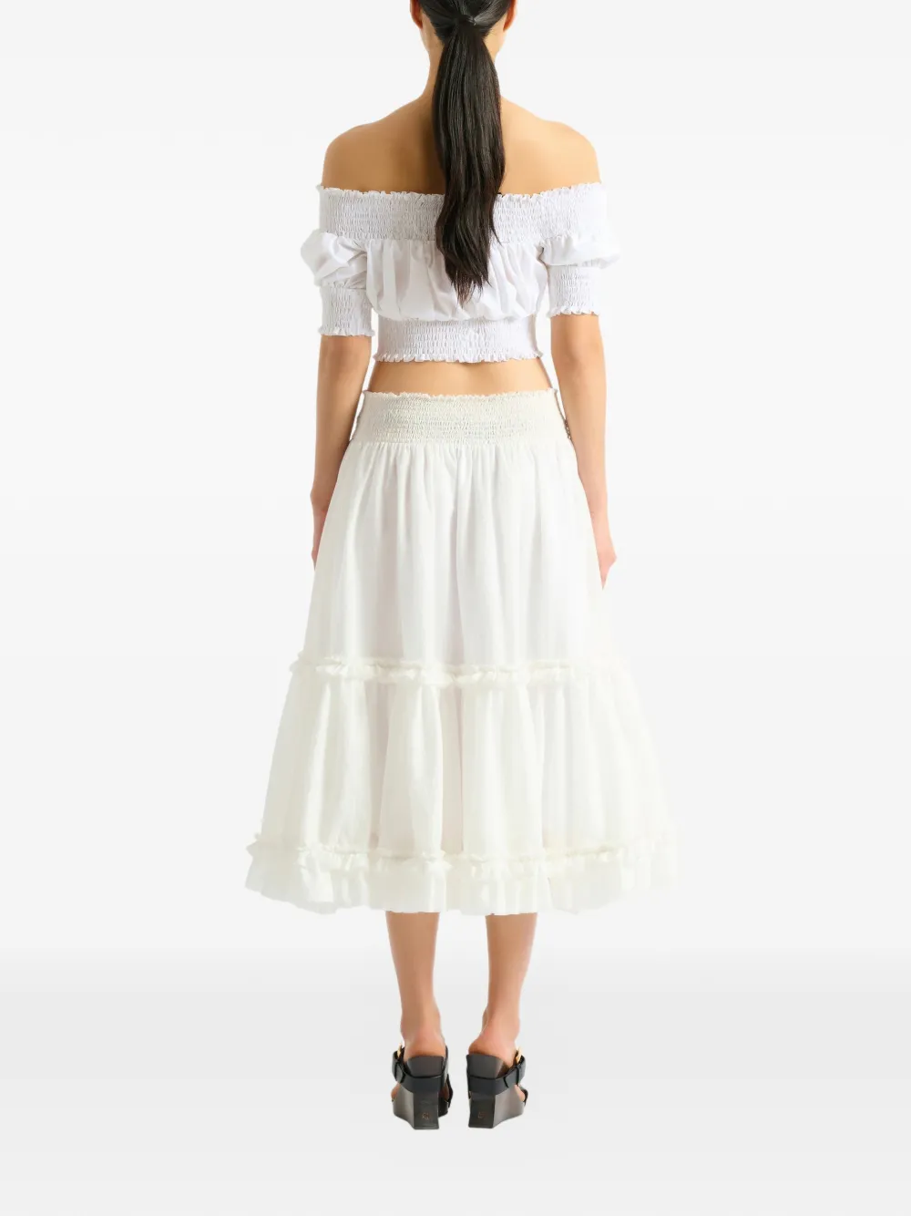 Balmain Poplin off-shoulder top Wit
