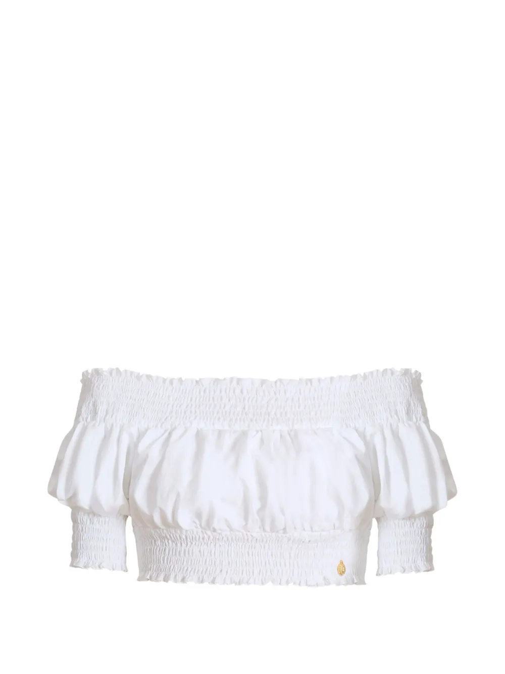 Balmain Top in popeline con spalle scoperte - Bianco