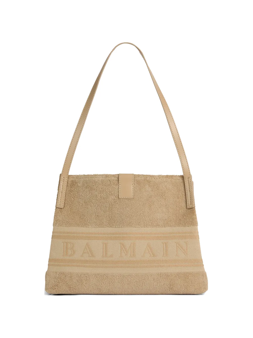 Balmain small Release tote bag in cotton bouclé - Nude