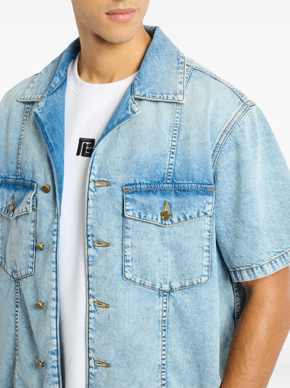 Balmain Lichtblauw denim overhemd
