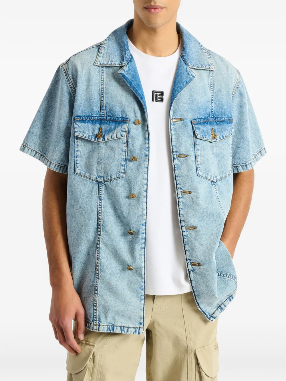Balmain Lichtblauw denim overhemd