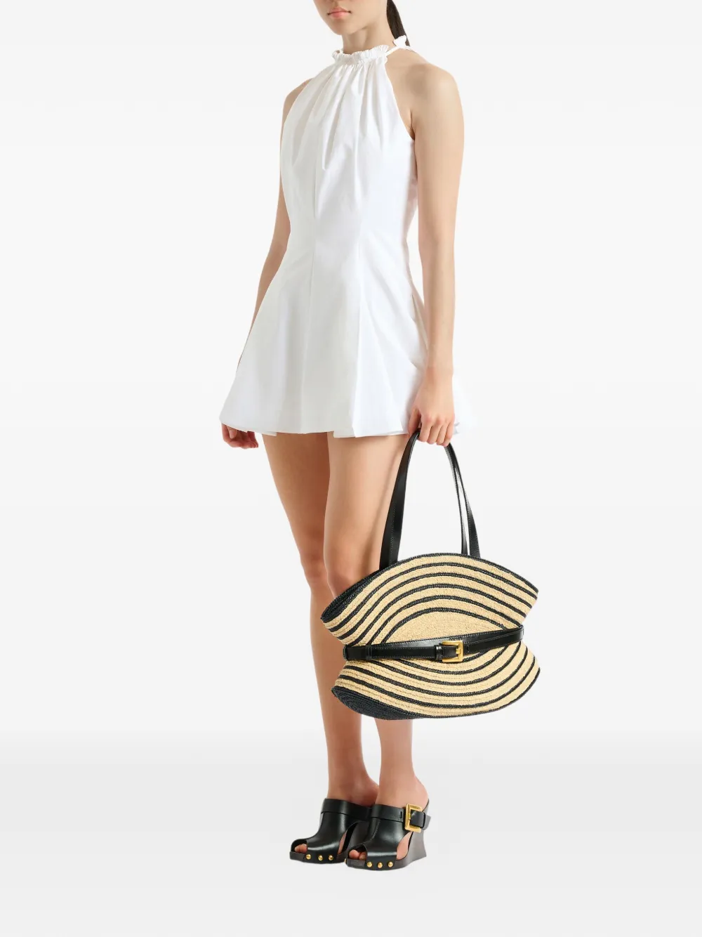 Balmain Flared katoenen poplin jurk Wit