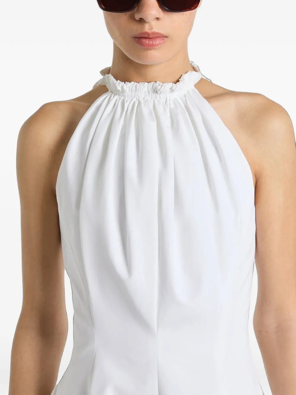 Balmain Flared katoenen poplin jurk Wit
