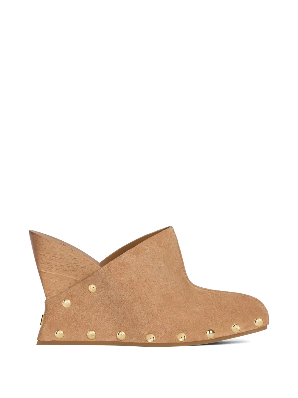 Balmain Clogs in pelle scamosciata con zeppa in legno - Toni neutri