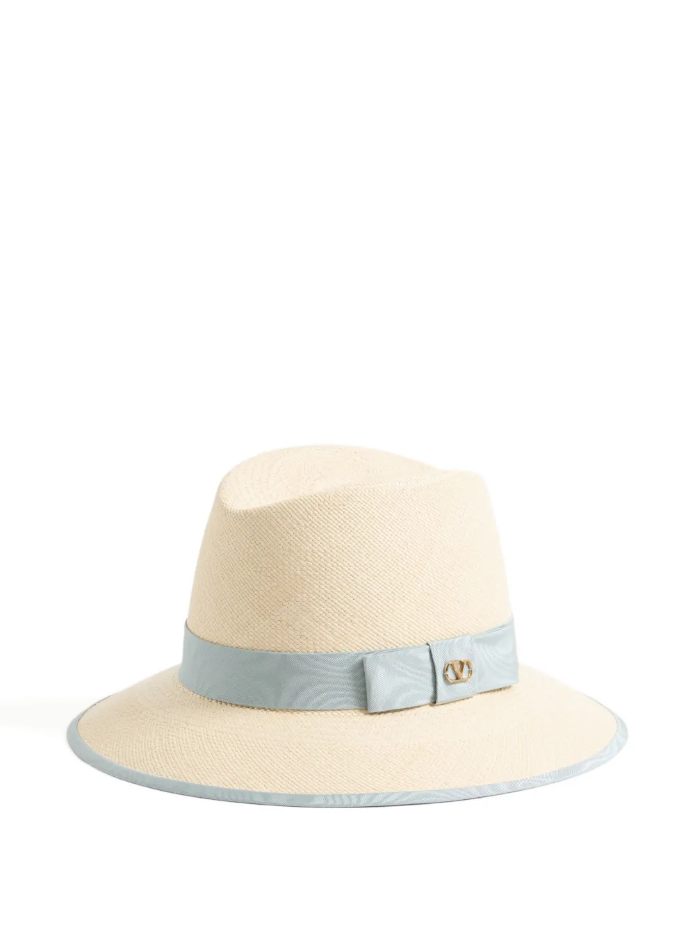 Valentino Garavani VLogo Signature straw hat with moiré ribbon - Toni neutri