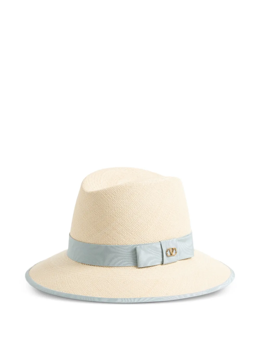 Valentino Garavani VLogo Signature straw hat with moiré ribbon - Toni neutri