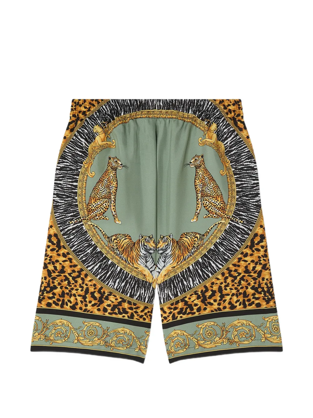Versace Kids Zijden twill shorts met print Geel