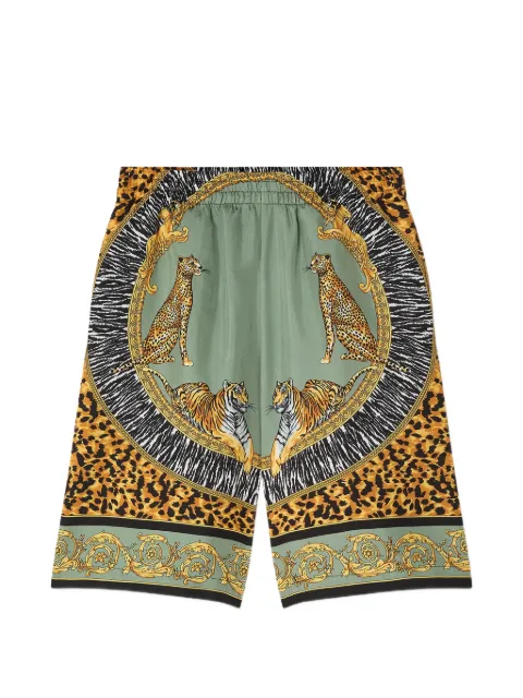 Versace Kids printed silk twill shorts