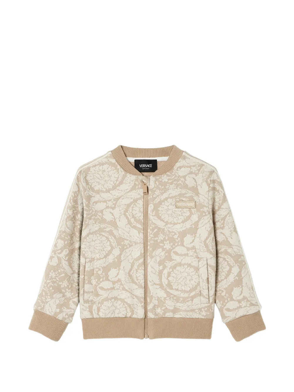 Versace Kids jacquard cotton-jersey zip sweatshirt - Toni neutri