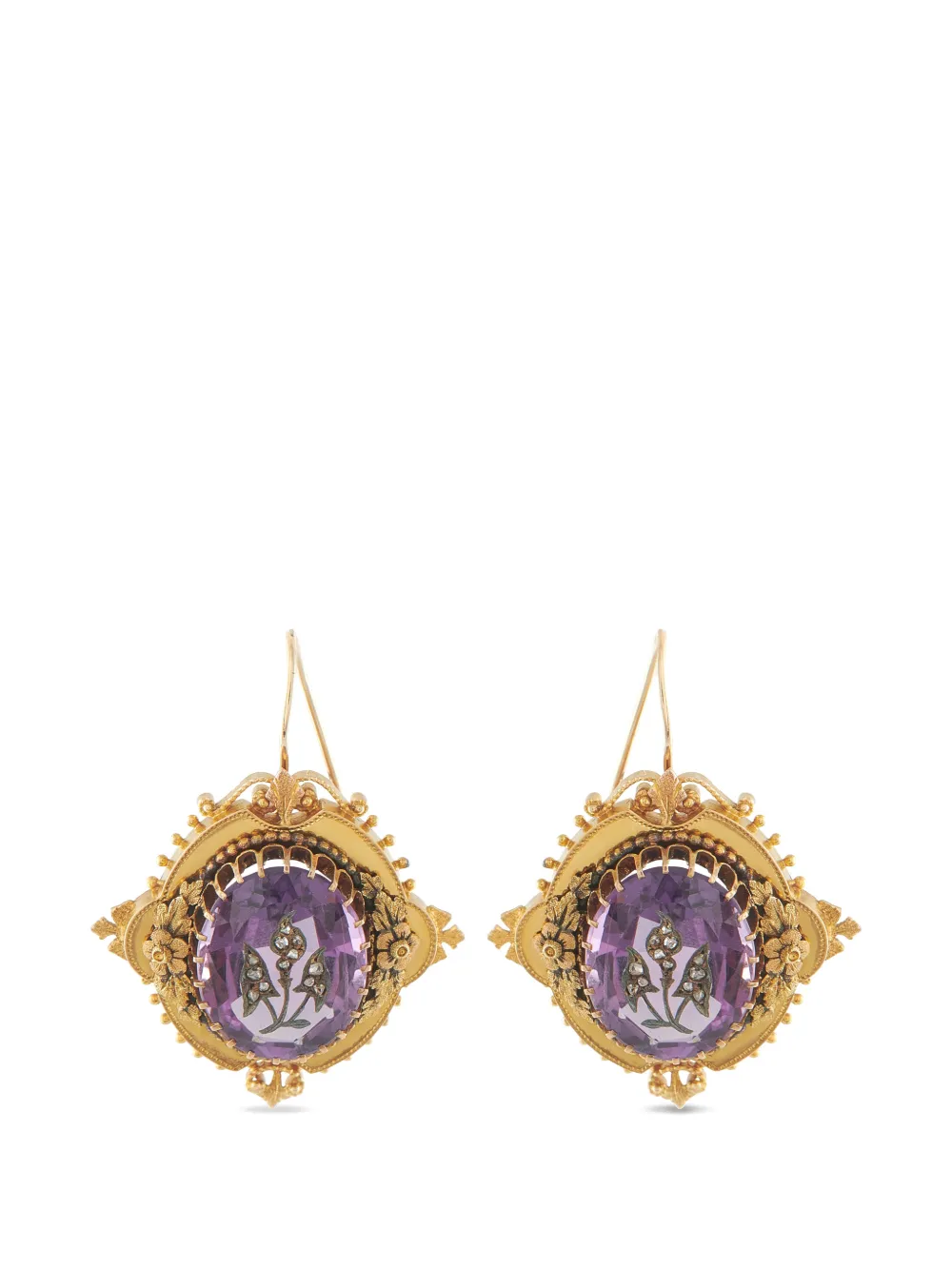 LB Exclusive Floral amethyst 14K yellow gold earrings - Oro